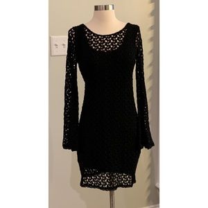 Free People crochet belle sleeve dress size small